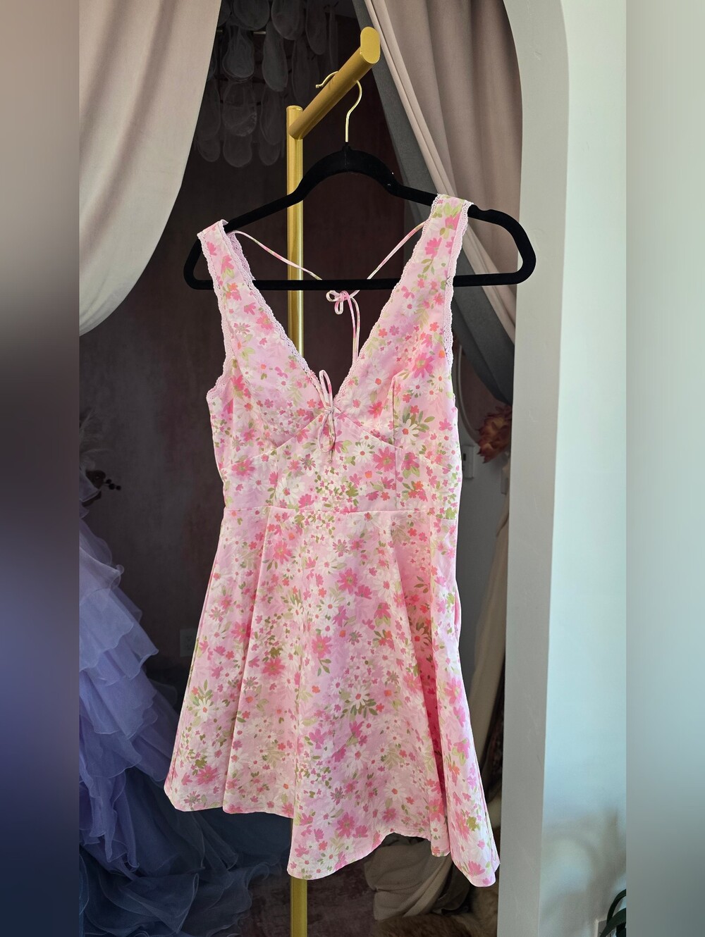 Alter'd State Pink Floral V-Neck Sundress